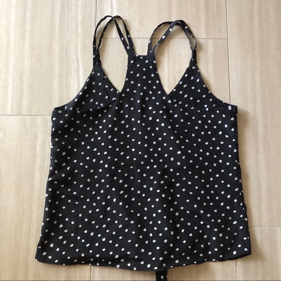 Full Tilt Polka Dot Tie Front Strap Racerback top - Picture 4 of 5